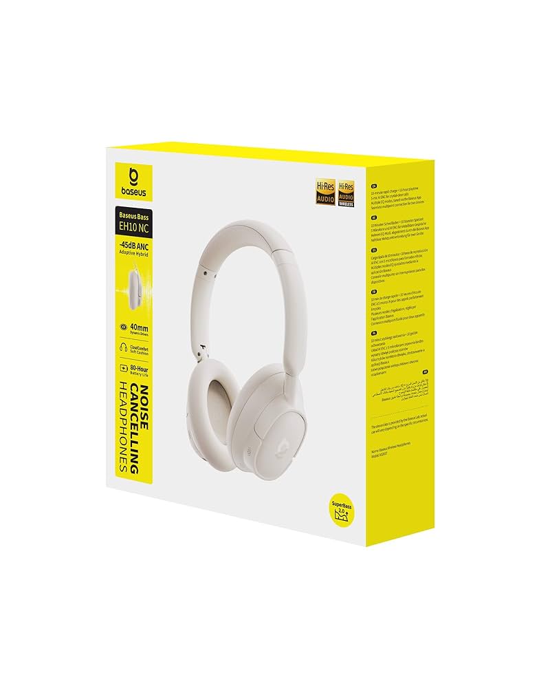 OS-Baseus Bass EH10 NC Wireless Noise Cancelling Headphones Starlight Off-White