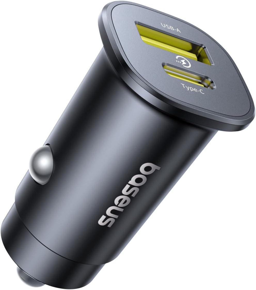شاحن سيارة Baseus GoTrip DP1 C+U بقدرة 30 واط – لون أسود كوزميك (Cosmic Black)