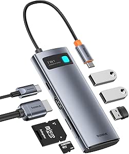 Baseus Metal Gleam Series 7-Port HUB Space Grey NEW(Type-C to HDMI4K@60Hz*1+USB3.0*3+PD*1+SD/TF*1)