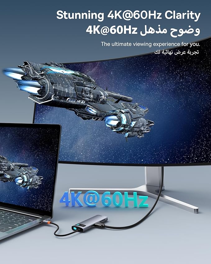 Baseus Metal Gleam Series 7-Port HUB Space Grey NEW(Type-C to HDMI4K@60Hz*1+USB3.0*3+PD*1+SD/TF*1)