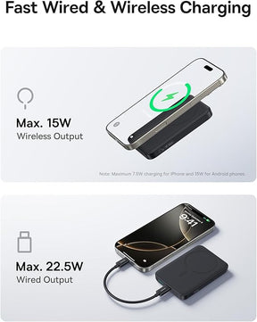 OS-Baseus EnerFill FM11 Ultra-Mini Magnetic Power Bank 10000mAh 22.5W Cosmic Black (Includes Simple Cable Type-C to Type-C 20V/3A 30cm Black)