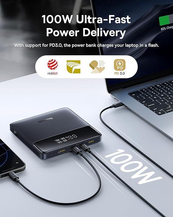 OS-Baseus H1 Fast Charging Power Bank with Digital Display 20000mAh 100W Cosmic Black