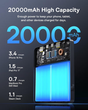 شاحن متنقل Baseus H1 بشحن سريع وعرض رقمي – سعة 20000 ملّي أمبير – قدرة 100 واط – لون أسود كوني (Cosmic Black)