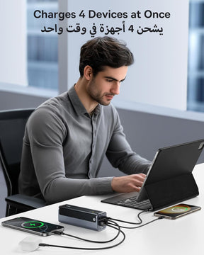 شاحن متنقل Baseus EnerGeek GP12 بشحن سريع وشاشة رقمية – سعة 20800 ملّي أمبير – قدرة 145 واط – لون رمادي فضائي (Space Grey)