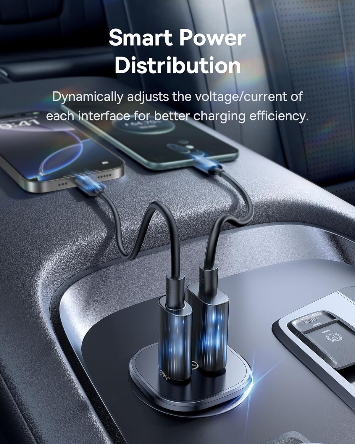 شاحن سيارة Baseus GoTrip DP1 C+U بقدرة 30 واط – لون أسود كوزميك (Cosmic Black)