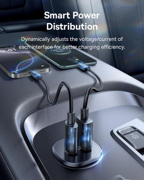 شاحن سيارة Baseus GoTrip DP1 C+U بقدرة 30 واط – لون أسود كوزميك (Cosmic Black)