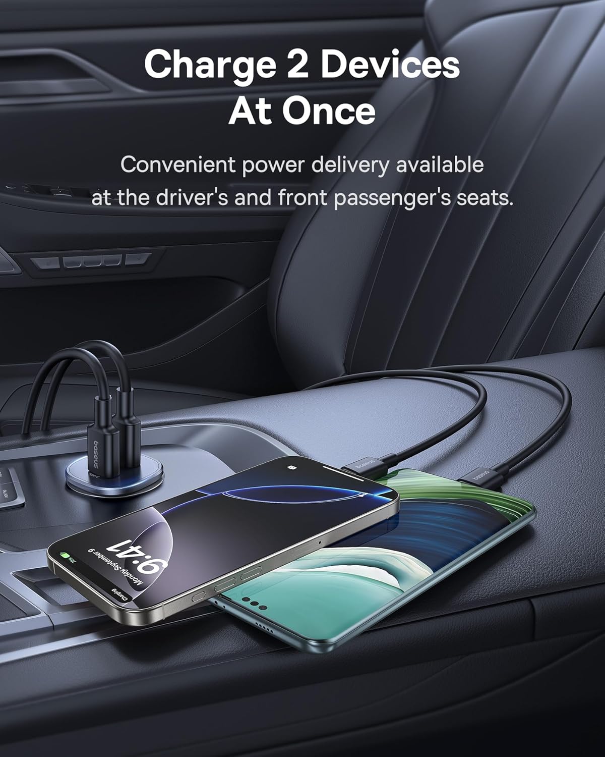 شاحن سيارة Baseus GoTrip DP1 C+U بقدرة 30 واط – لون أسود كوزميك (Cosmic Black)