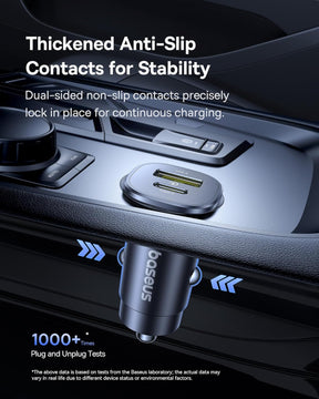 شاحن سيارة Baseus GoTrip DP1 C+U بقدرة 30 واط – لون أسود كوزميك (Cosmic Black)