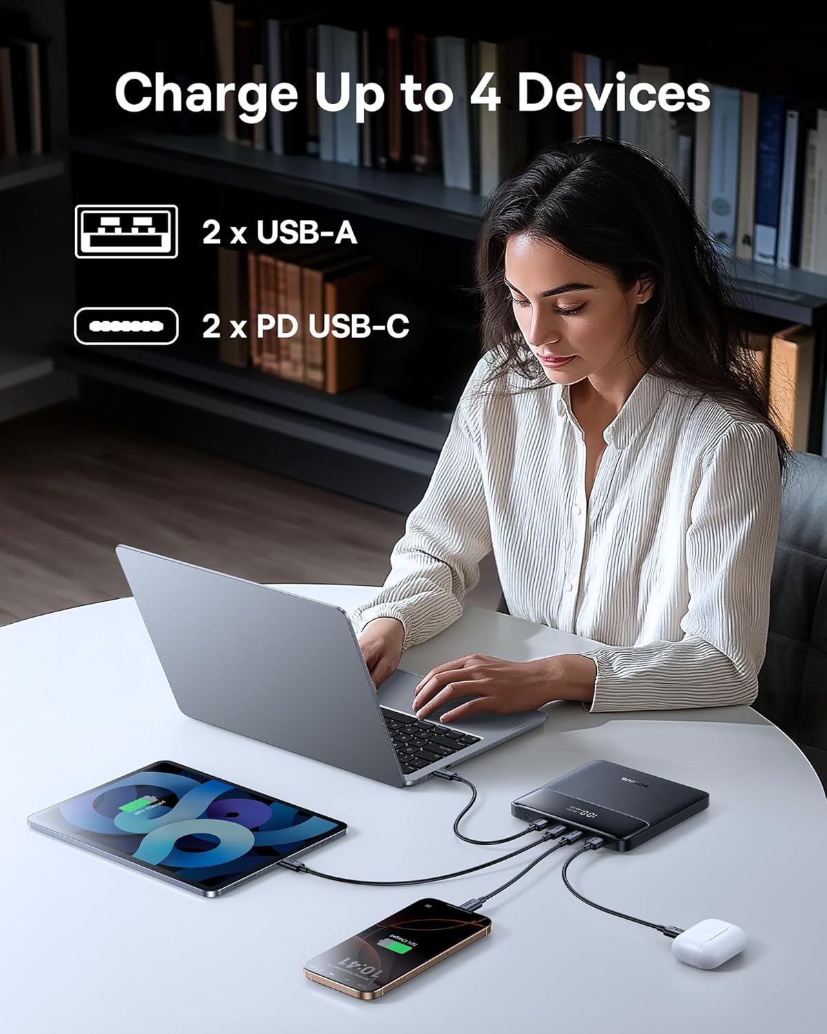 شاحن متنقل Baseus H1 بشحن سريع وعرض رقمي – سعة 20000 ملّي أمبير – قدرة 100 واط – لون أسود كوني (Cosmic Black)