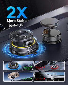 حامل السيارة المغناطيسي Baseus VC2 Flex (نسخة قاعدة الشفط) – لون أسود كوزميك (Cosmic Black)